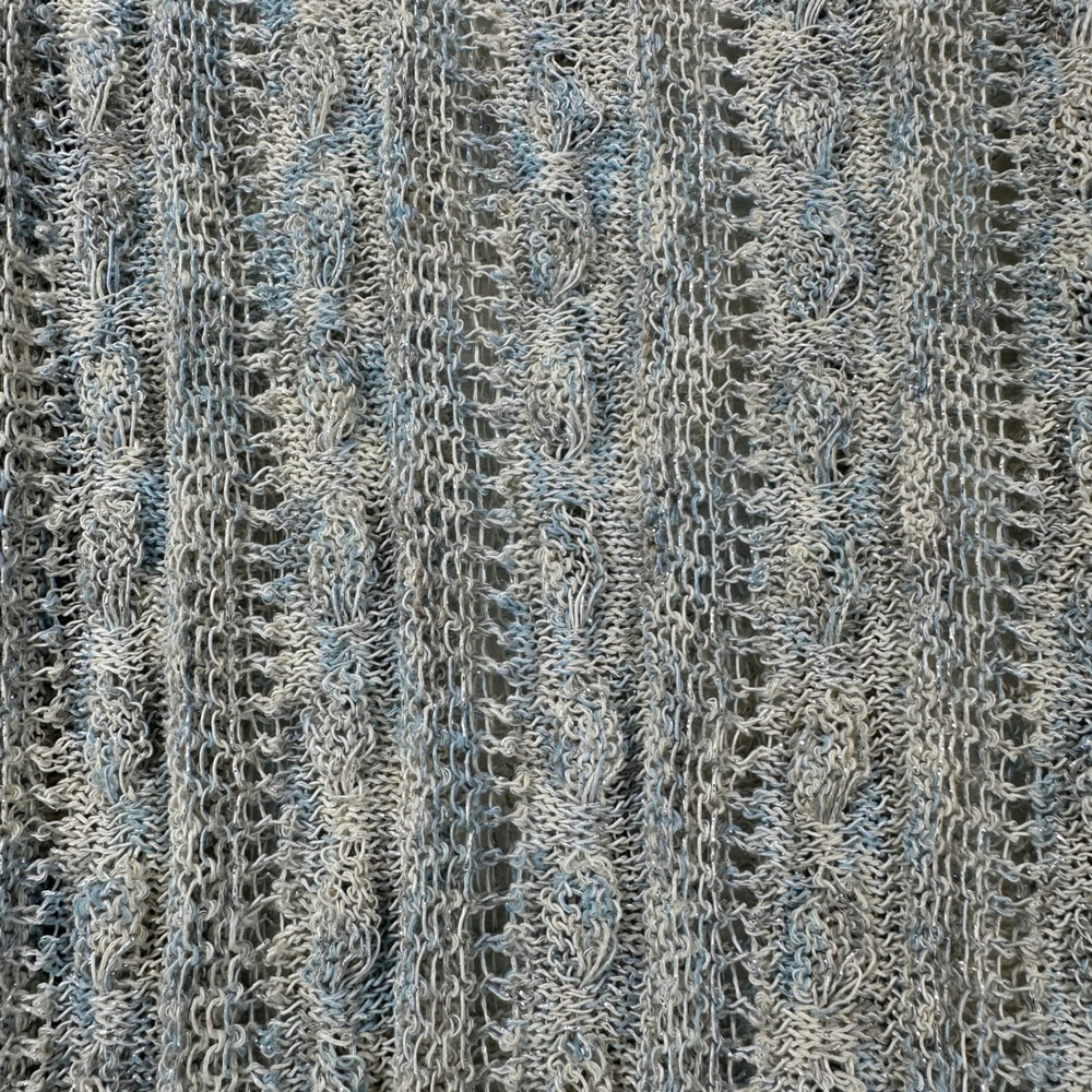 Natural Life Linen Blend Sweater XL Blue Gray Marl Metallic Cable Knit Coastal - Picture 10 of 11